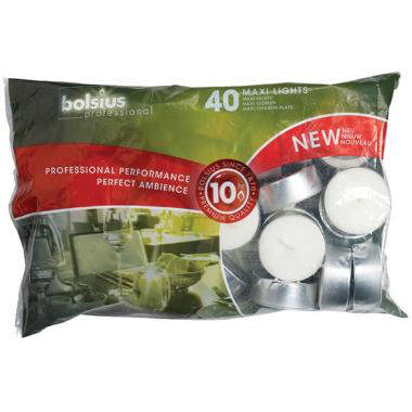 Fyrfadslys, Hvid, 10 brændetimer, stor (40 stk/ps)