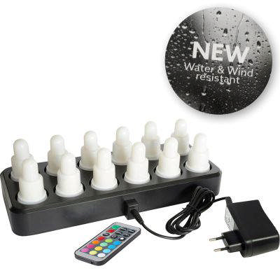 Duni LED-lys, multifarvet, genopladelig m/12 lys