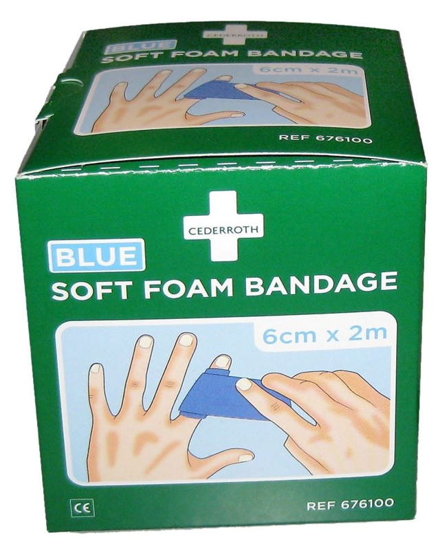 Bandage, Soft Foam, Cederroth, Blå 6cmx2m