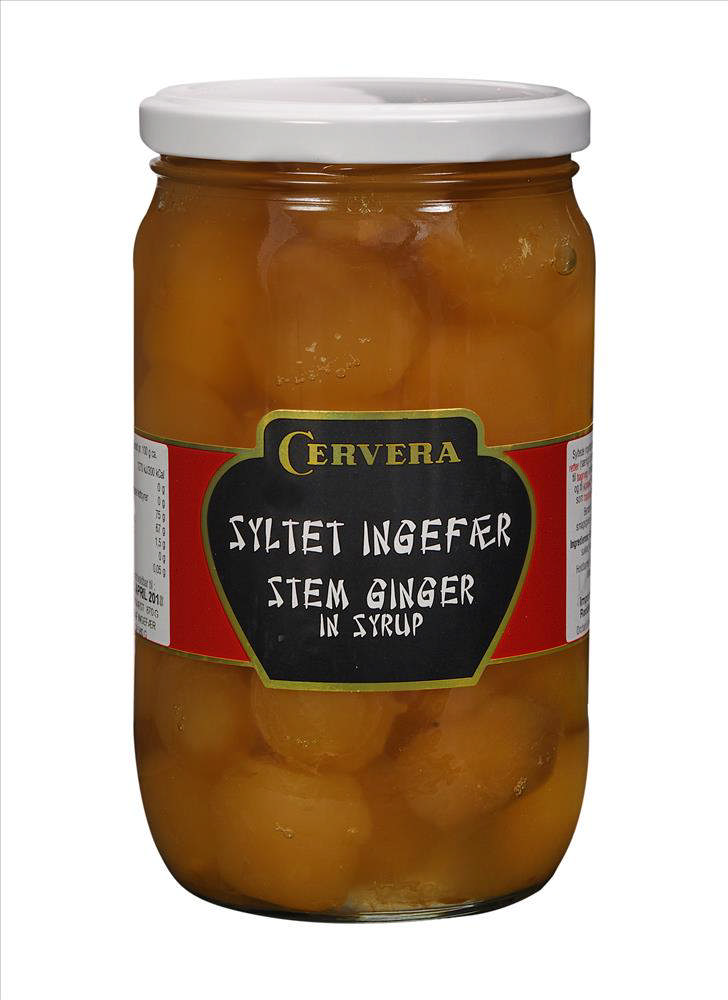 Ingefær, syltede i sukkerlage, 870g